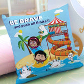 Jungle-Jalebi Brave Kids Cushion With Cover, Light Blue